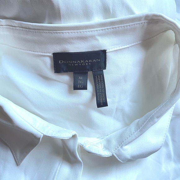 NWOT Donna Karan New York Black Label White Viscose Tie Front Tunic Shirt XL - Picture 9 of 9